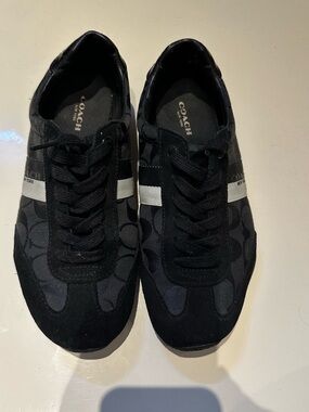 Coach Men's Black Signature Stripe Lace-Up Sneakers
